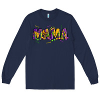 Navy mama mardi gras Long Sleeve Tee - OliviaCreatesArt