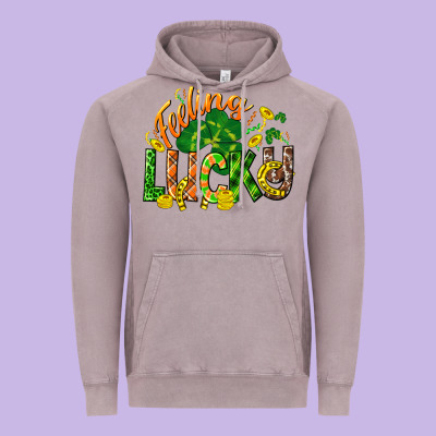 Feeling Lucky St. Patrick's Day Vintage Hoodie Designed By Cowgirlartshop