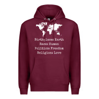 Burgundy birthplace earth race human politics freedom religion love t shirt Premium Hoodie - longCreatives