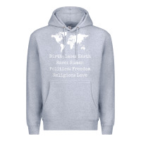 Heather Grey birthplace earth race human politics freedom religion love t shirt Premium Hoodie - longCreatives