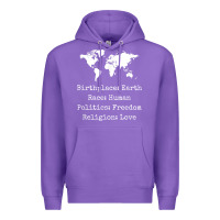 Purple birthplace earth race human politics freedom religion love t shirt Premium Hoodie - longCreatives
