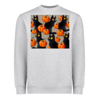 Heather Grey black cat with pumpkins tumbler Heavyweight Sweatshirt - LillyAllenDesigns