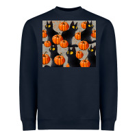 Navy black cat with pumpkins tumbler Heavyweight Sweatshirt - LillyAllenDesigns