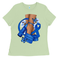 Matcha Colon Cancer diva blue ribbon Ladies Tee - NancyCooperArtShop
