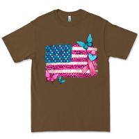 Cacao american flag breast cancer with ribbon Premium Tee - texasbilliewilder