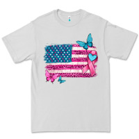 Dove Grey american flag breast cancer with ribbon Premium Tee - texasbilliewilder