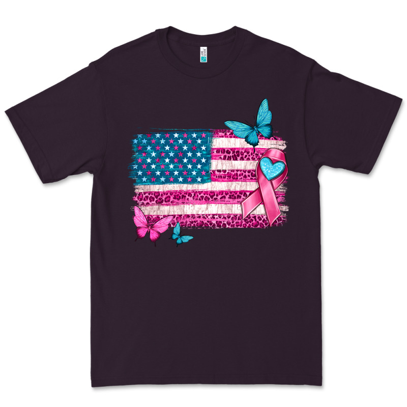 American Flag Breast Cancer With Ribbon Premium Tee by texasbilliewilder | Teevron