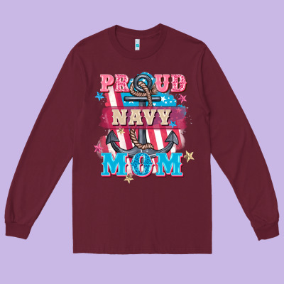 Proud Navy Mom Mother's Day Long Sleeve Tee Designed By Fadigitalartstudio
