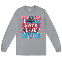 Heather Grey Proud navy Mom Mother's Day Long Sleeve Tee - FaDigitalArtStudio