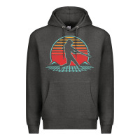 Charcoal Heather Softball Retro Vintage 80s Style Player Gift Premium Hoodie - longCreatives