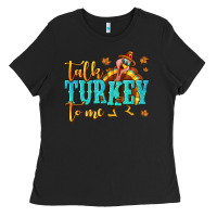 Black Talk Turkey To Me Ladies Tee - texasbilliewilder