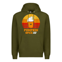 Army Green pumpkin spice af retro vintage background happy halloween Premium Hoodie - longCreatives