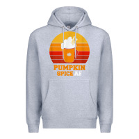 Heather Grey pumpkin spice af retro vintage background happy halloween Premium Hoodie - longCreatives