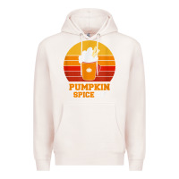 Pale Pink pumpkin spice af retro vintage background happy halloween Premium Hoodie - longCreatives