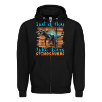 Black just a boy who loves baby spinosaurus Zipper Hoodie - Artiststas