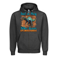 Charcoal Heather just a boy who loves baby spinosaurus Zipper Hoodie - Artiststas