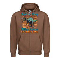 Chestnut just a boy who loves baby spinosaurus Zipper Hoodie - Artiststas