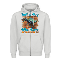 Dove Grey just a boy who loves baby spinosaurus Zipper Hoodie - Artiststas