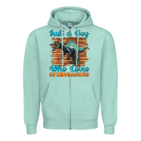 Seafoam just a boy who loves baby spinosaurus Zipper Hoodie - Artiststas