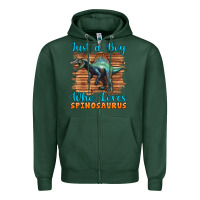 Sports Green just a boy who loves baby spinosaurus Zipper Hoodie - Artiststas