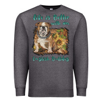Charcoal Heather life is better with a english bulldog Premium Sweatshirt - BarkalooDesign