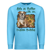 Ocean Blue life is better with a english bulldog Premium Sweatshirt - BarkalooDesign