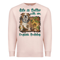 Pale Pink life is better with a english bulldog Premium Sweatshirt - BarkalooDesign