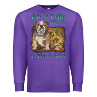 Purple life is better with a english bulldog Premium Sweatshirt - BarkalooDesign