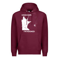 Burgundy MN Minnesota Fishing T Gift for Fishermen and Anglers Premium Hoodie - longCreatives