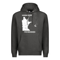 Charcoal Heather MN Minnesota Fishing T Gift for Fishermen and Anglers Premium Hoodie - longCreatives