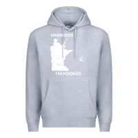 Heather Grey MN Minnesota Fishing T Gift for Fishermen and Anglers Premium Hoodie - longCreatives
