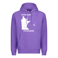 Purple MN Minnesota Fishing T Gift for Fishermen and Anglers Premium Hoodie - longCreatives