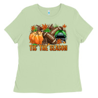 Matcha Tis' the season Football green helmet Ladies Tee - NancyCooperArtShop