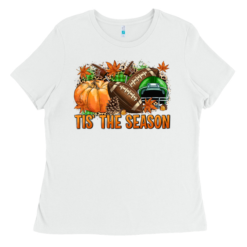 Tis' The Season Football Green Helmet Ladies Tee by NancyCooperArtShop | Teevron