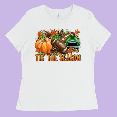 Tis' The Season Football Green Helmet Ladies Tee Designed By Nancycooperartshop
