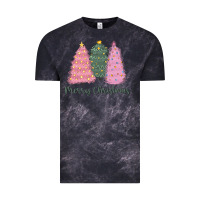 Cloud Black merry christmas trees Vintage Tee - CowGirlArtShop