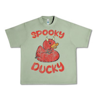 Oil Green spooky devil rubber duck halloween Urban Heavy Tee - longCreatives