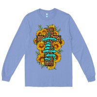 Colony Blue faith sunflower leopard cross olivia Long Sleeve Tee - OliviaCreatesArt