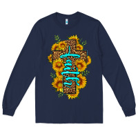 Navy faith sunflower leopard cross olivia Long Sleeve Tee - OliviaCreatesArt