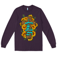 Plum faith sunflower leopard cross olivia Long Sleeve Tee - OliviaCreatesArt