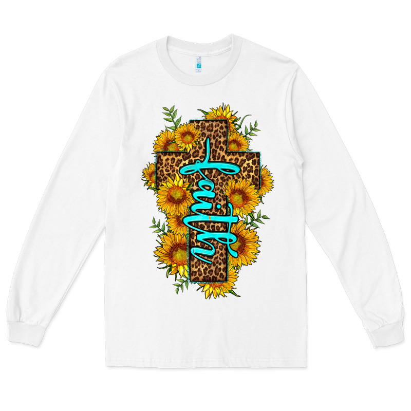 Faith Sunflower Leopard Cross Olivia Long Sleeve Tee by OliviaCreatesArt | Teevron