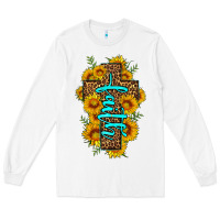 White faith sunflower leopard cross olivia Long Sleeve Tee - OliviaCreatesArt