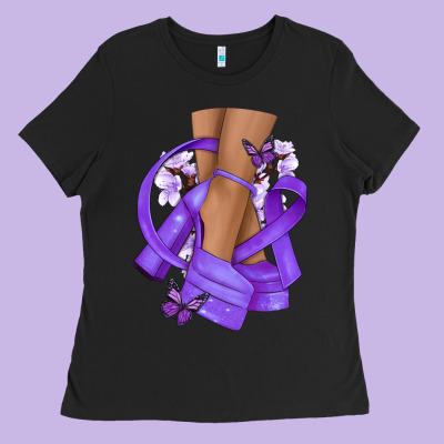 Cancer Diva Purple Ribbon Ladies Tee Designed By Nancycooperartshop