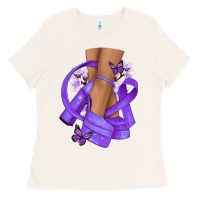 Bone Cancer diva purple ribbon Ladies Tee - NancyCooperArtShop