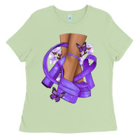 Matcha Cancer diva purple ribbon Ladies Tee - NancyCooperArtShop