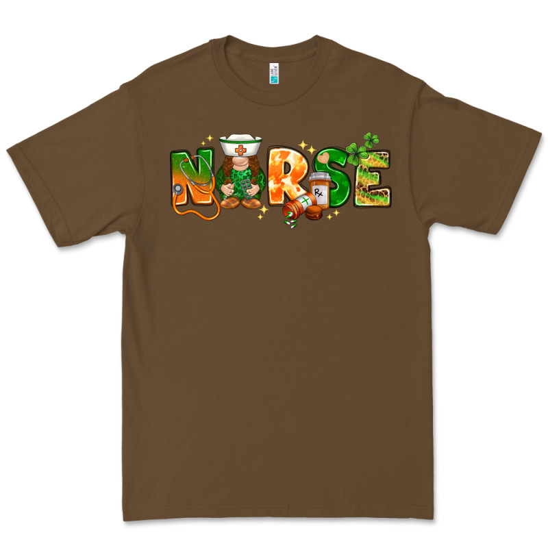 St Patricks Day Nurse With Gnome Premium Tee by NancyCooperArtShop | Teevron
