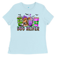 Baby Blue Boo Heifer Coffee Cups with Halloween Ladies Tee - texasbilliewilder