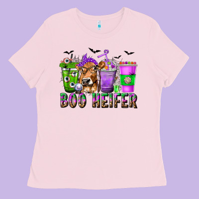 Boo Heifer Coffee Cups With Halloween Ladies Tee Designed By Texasbilliewilder
