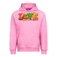 Fuchsia Pink love with hamburger Urban Hoodie - AdoDesignShop