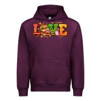 Mauve Wine love with hamburger Urban Hoodie - AdoDesignShop